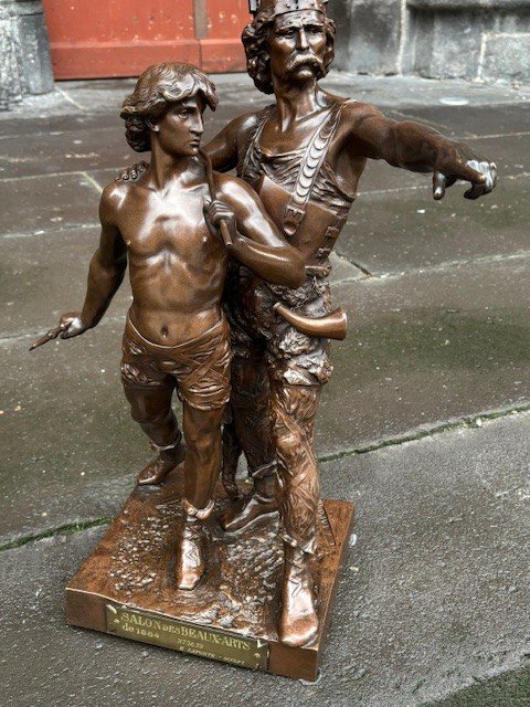 Bronze Patiné "Vercingetorix et Jeune Gaulois"-photo-2