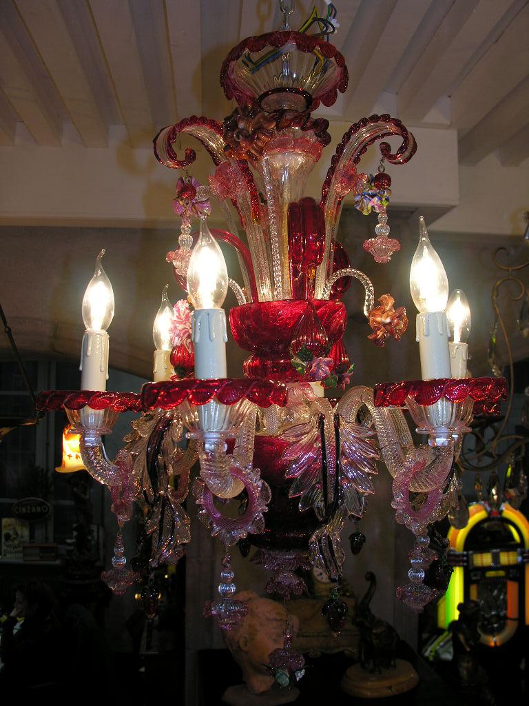Stunning Murano Chandelier In Perfect Condition And Completely Revised, 6 Branches-photo-3