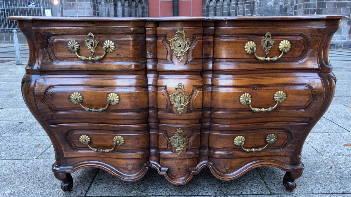 Curved Chest Of Drawers Tombeau Bordelaise Acajou 18th Century-photo-3