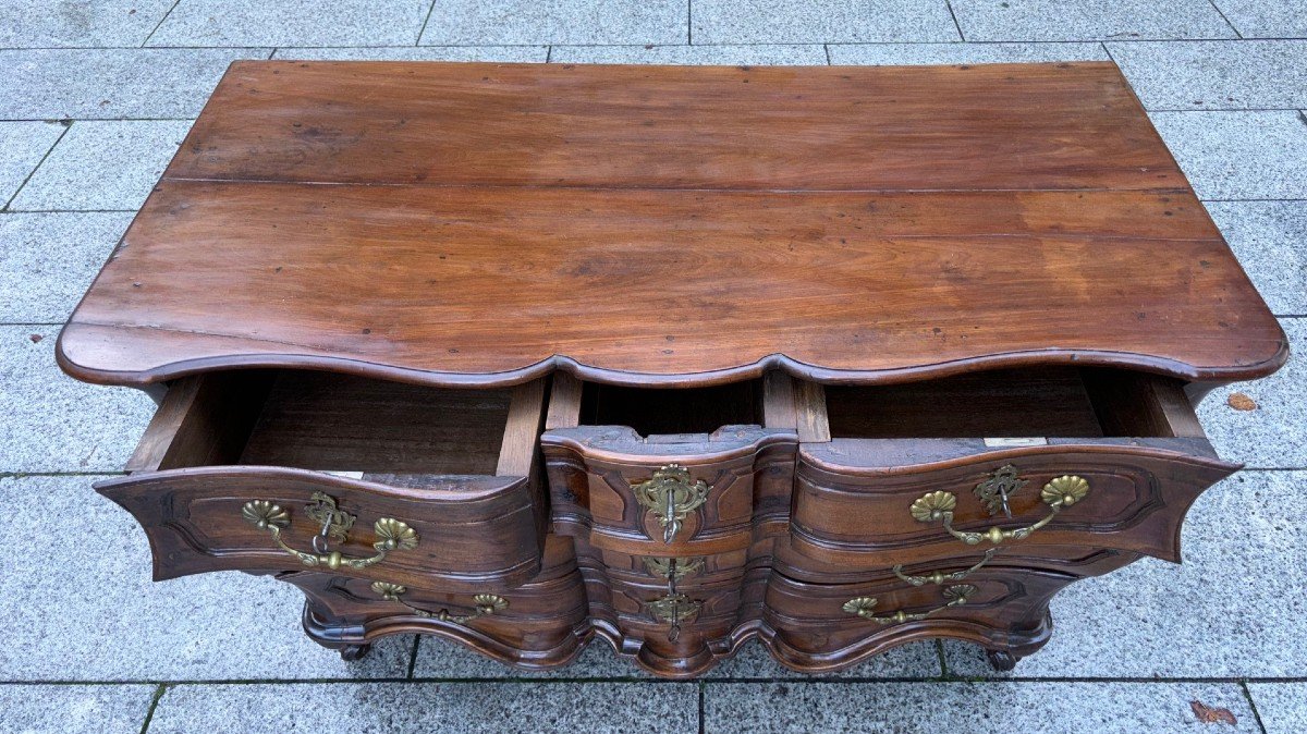 Curved Chest Of Drawers Tombeau Bordelaise Acajou 18th Century-photo-8