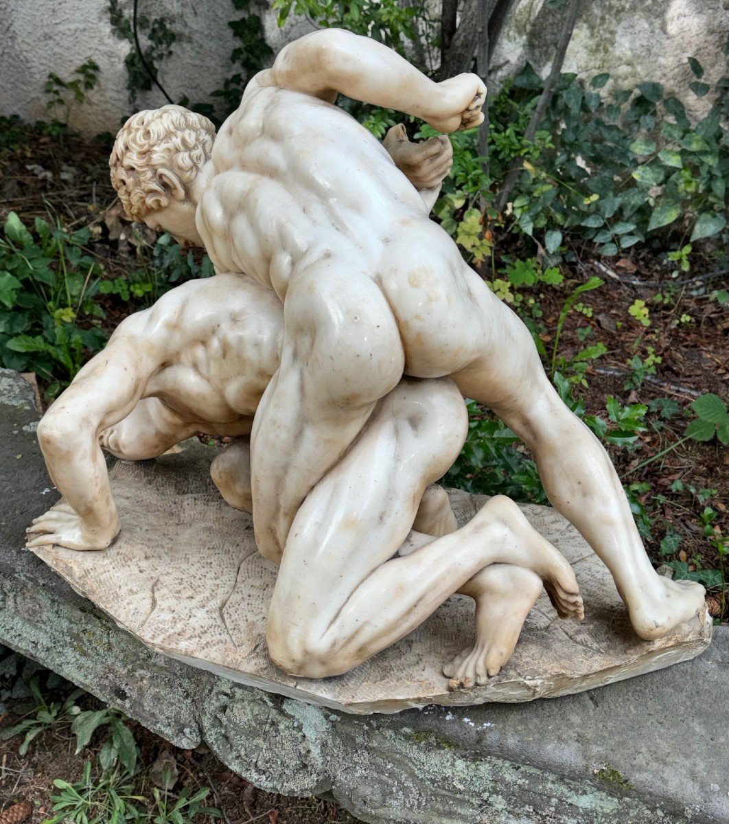 Importante sculpture  Marbre " les Lutteurs "  vers 1860-photo-6