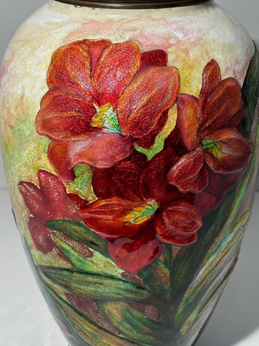 Important Covered Pot By Camille Fauré (1874-1956). 34 Cm-photo-2