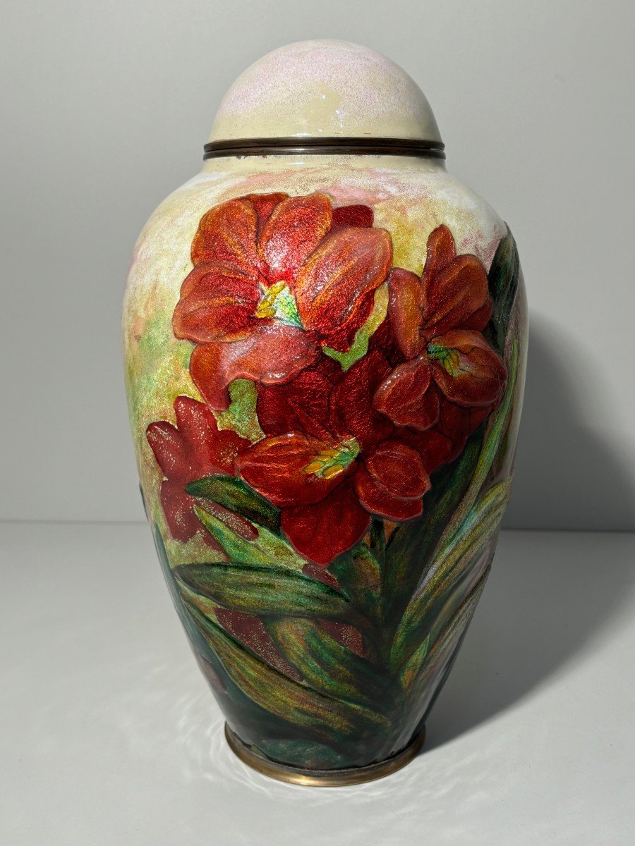 Important Covered Pot By Camille Fauré (1874-1956). 34 Cm-photo-3