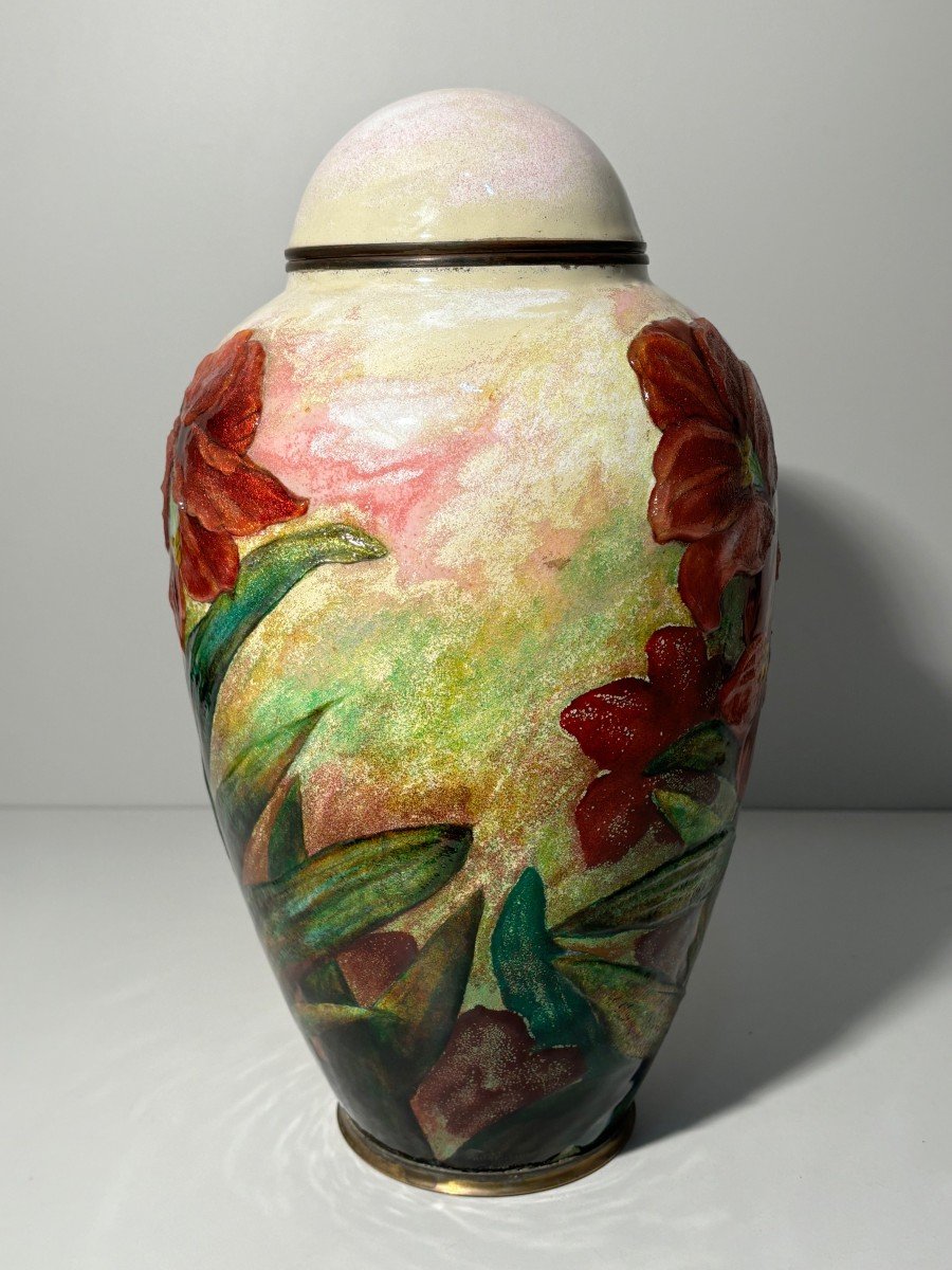 Important Covered Pot By Camille Fauré (1874-1956). 34 Cm-photo-4