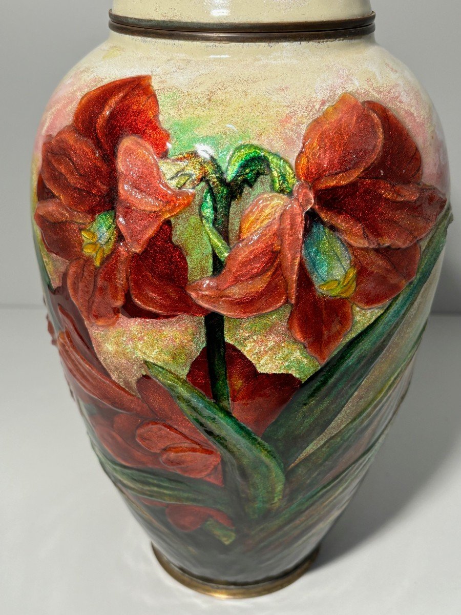 Important Covered Pot By Camille Fauré (1874-1956). 34 Cm-photo-3
