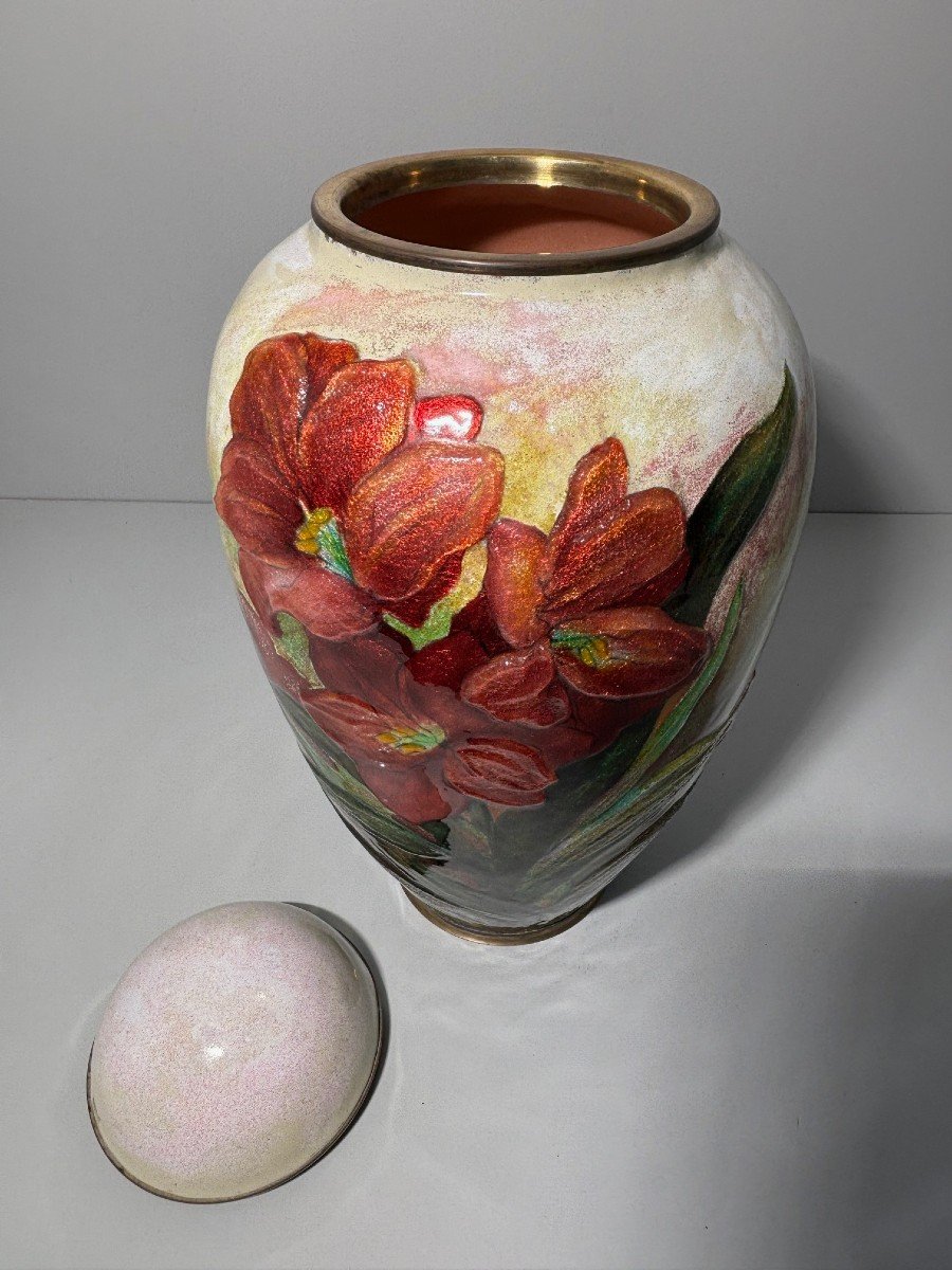 Important Covered Pot By Camille Fauré (1874-1956). 34 Cm-photo-5