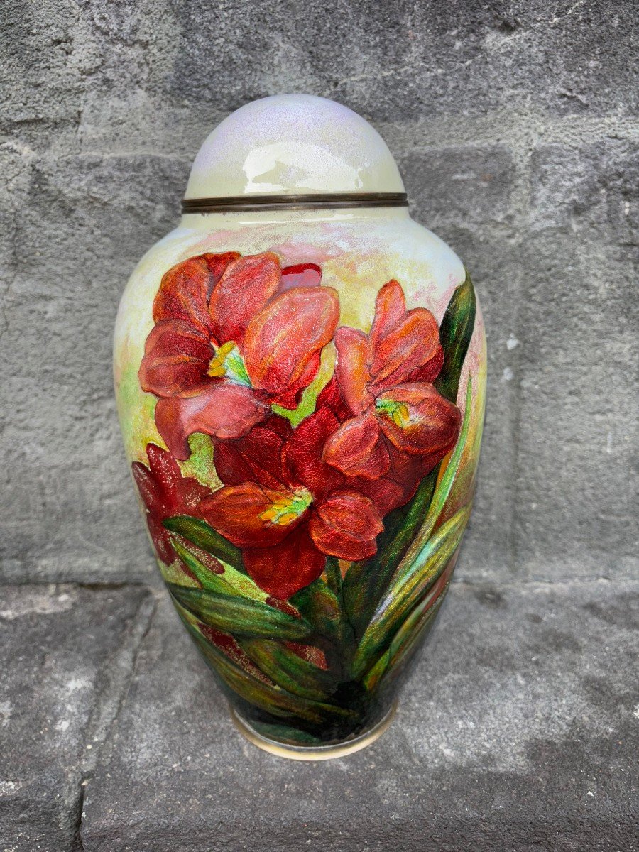 Important Covered Pot By Camille Fauré (1874-1956). 34 Cm-photo-6