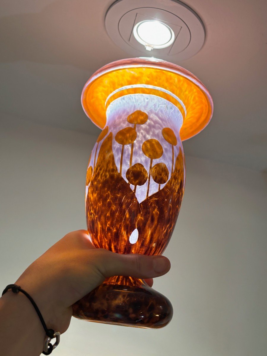 Le Verre Français, Vase Décor Cerises Art Déco-photo-2