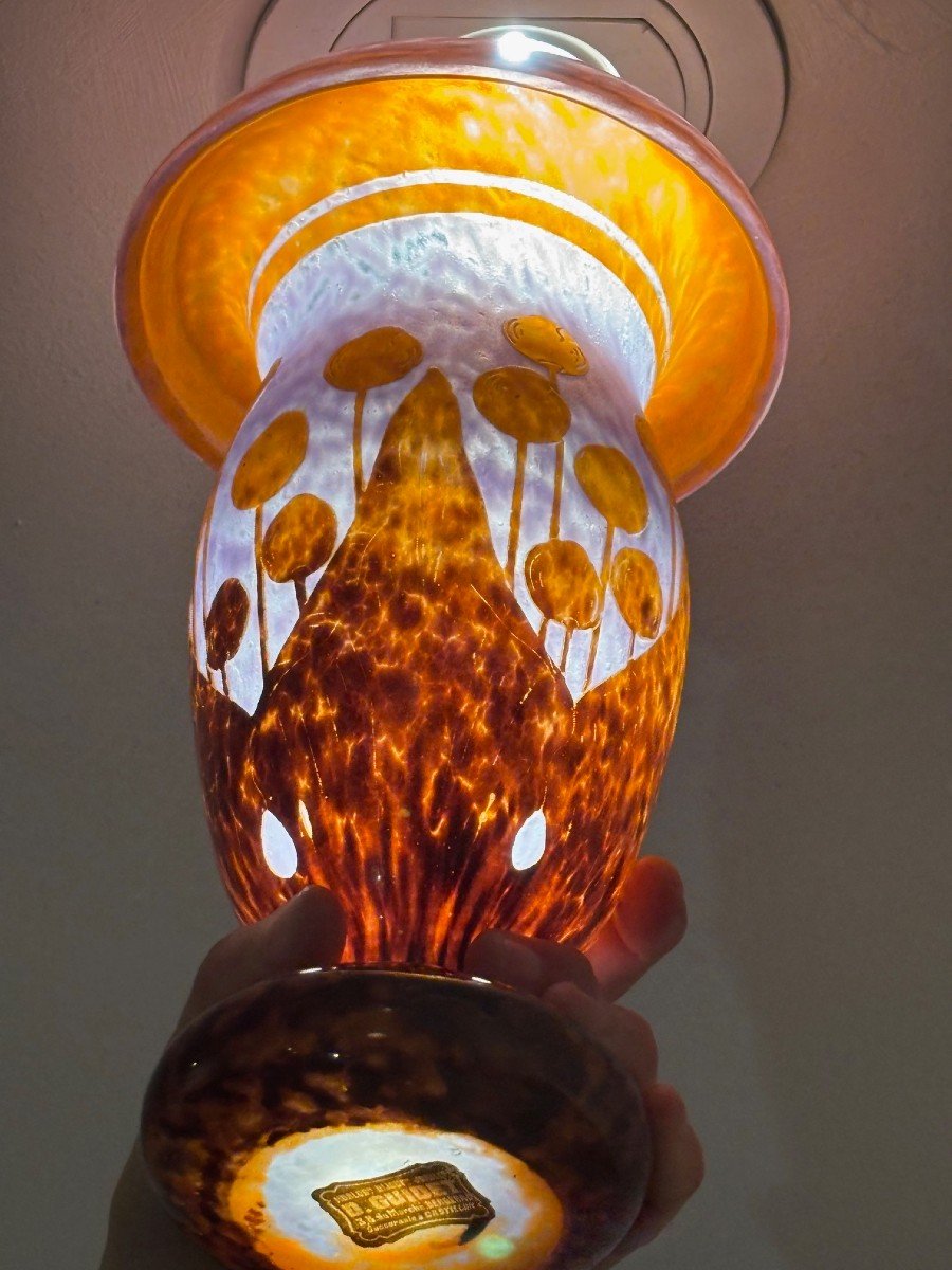 Le Verre Français, Vase Décor Cerises Art Déco