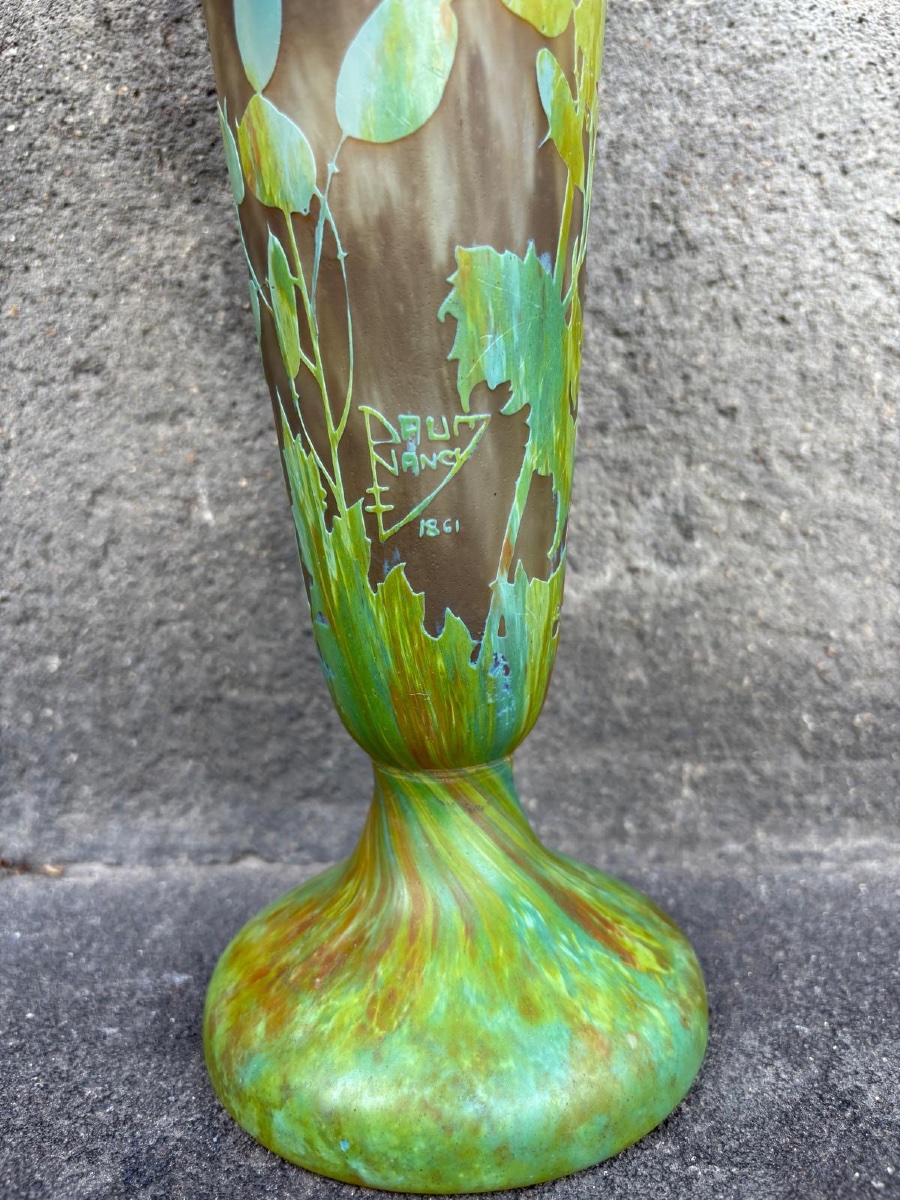 Rare Vase "daum Nancy" De Forme Balustre 35 Cm-photo-3