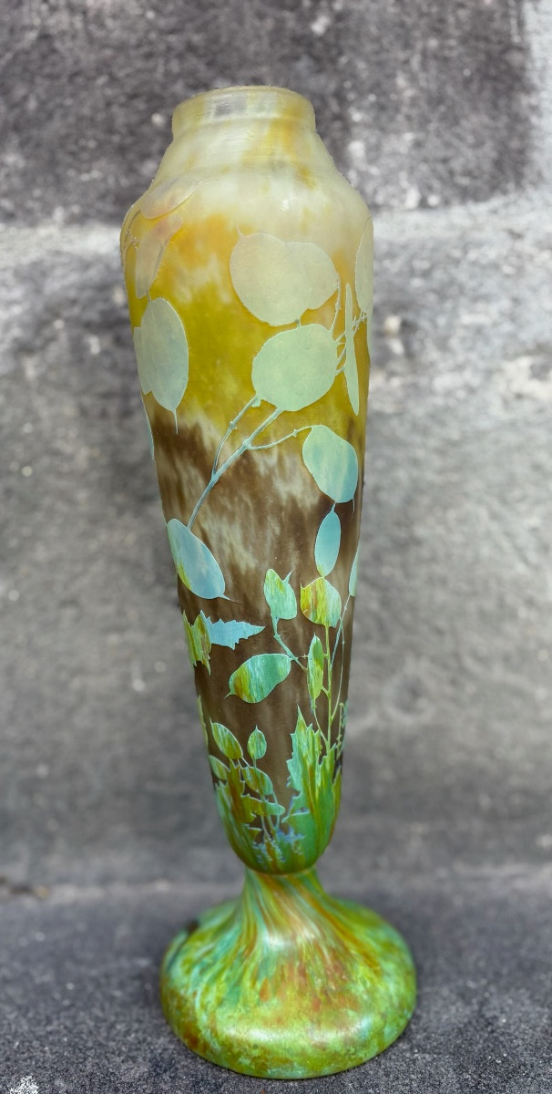 Rare Vase "daum Nancy" De Forme Balustre 35 Cm