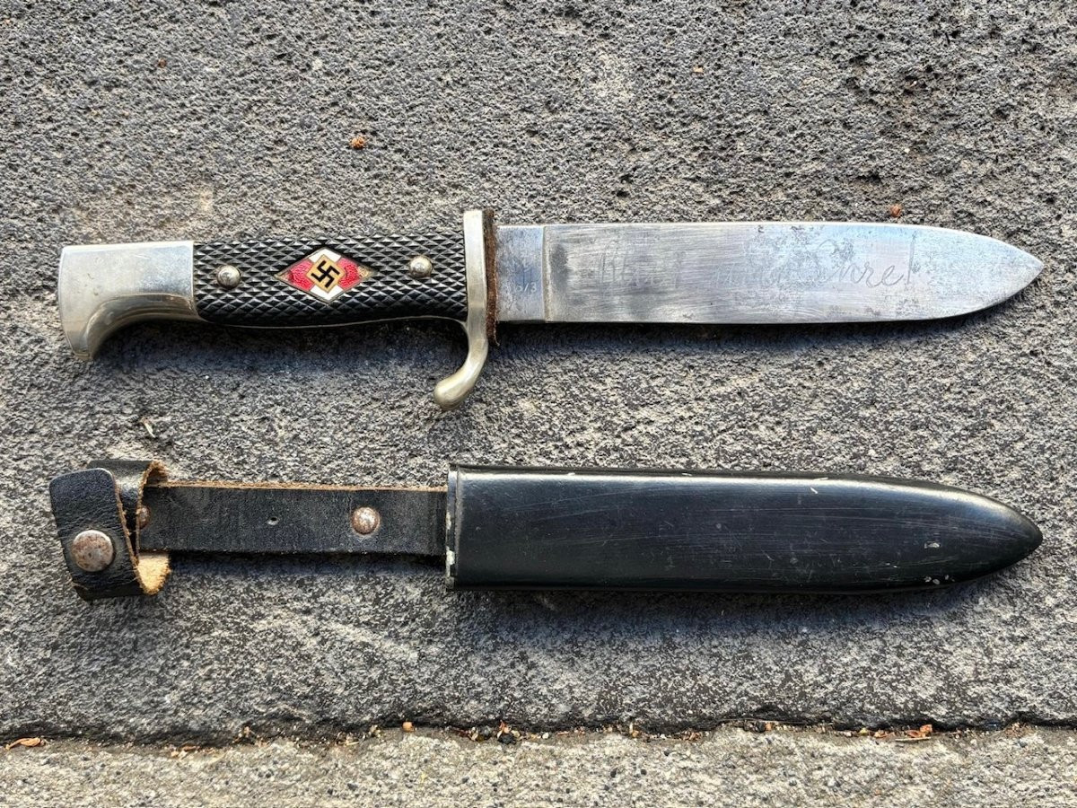 Hj Hunting Knife Of The 3rd Reich Circa 1940 Original With Its Scabbard-photo-2