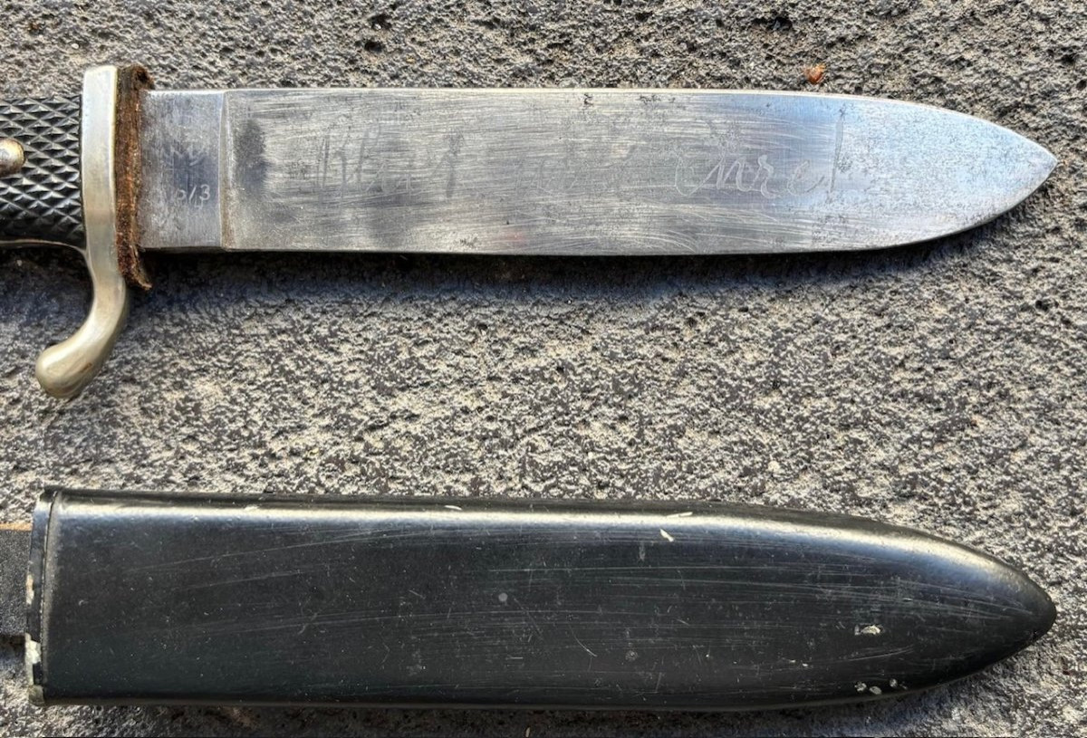 Hj Hunting Knife Of The 3rd Reich Circa 1940 Original With Its Scabbard-photo-2