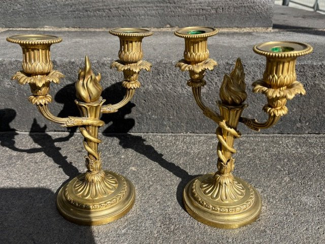 Paire de Candélabres  Abel Eugène Hazart ( 1838- 1891 )-photo-2