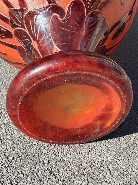 Important Vase Signed: "le Verre Français" Decorated With Campanules Around 1922-1925. -photo-5