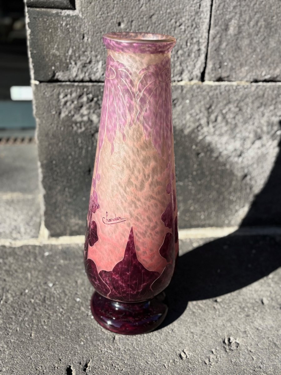 Large “charder” Vase With Dahlias Decor 48.5 Cm-photo-3