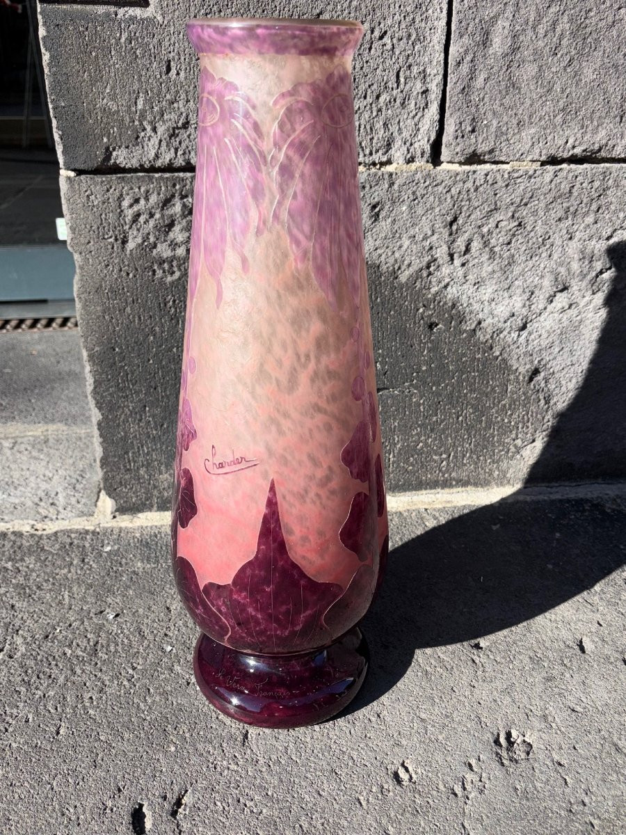Large “charder” Vase With Dahlias Decor 48.5 Cm-photo-1