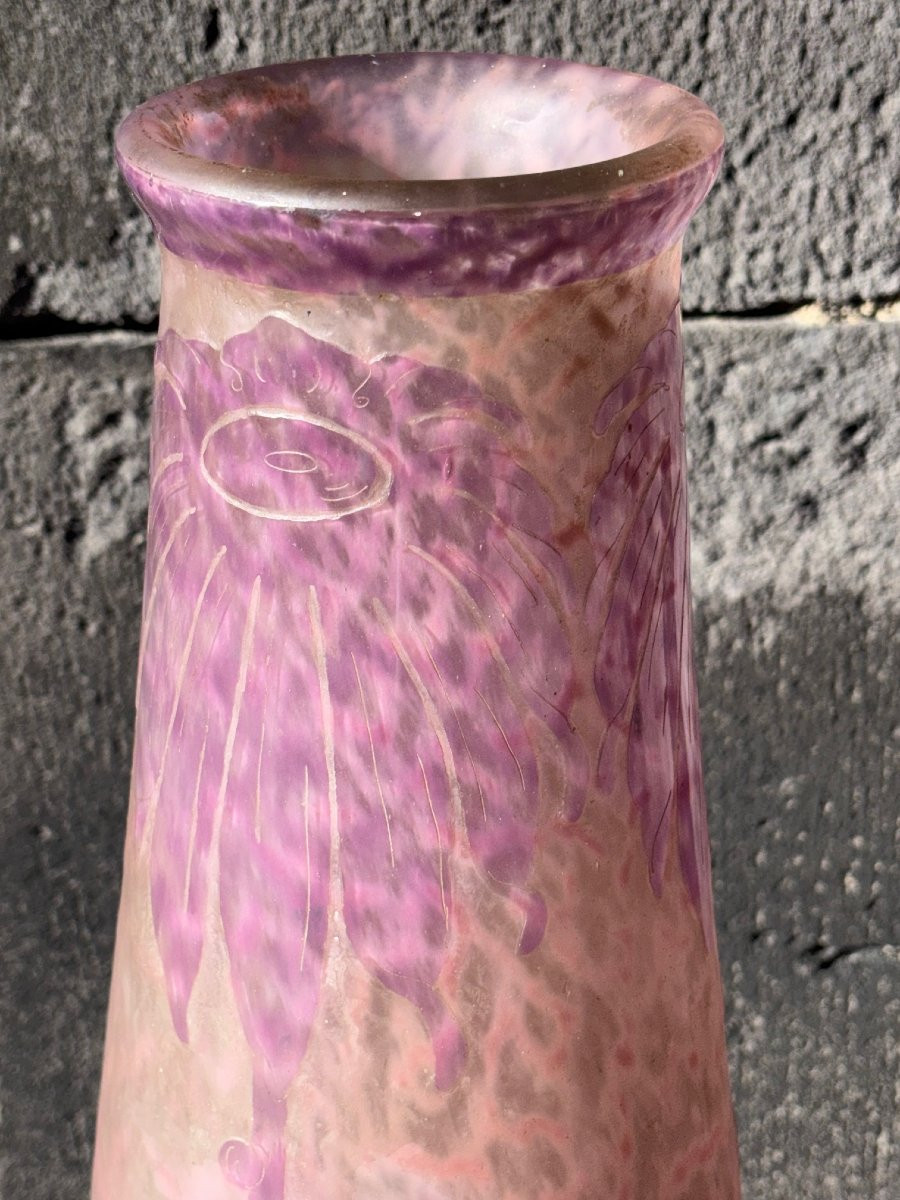 Large “charder” Vase With Dahlias Decor 48.5 Cm-photo-2
