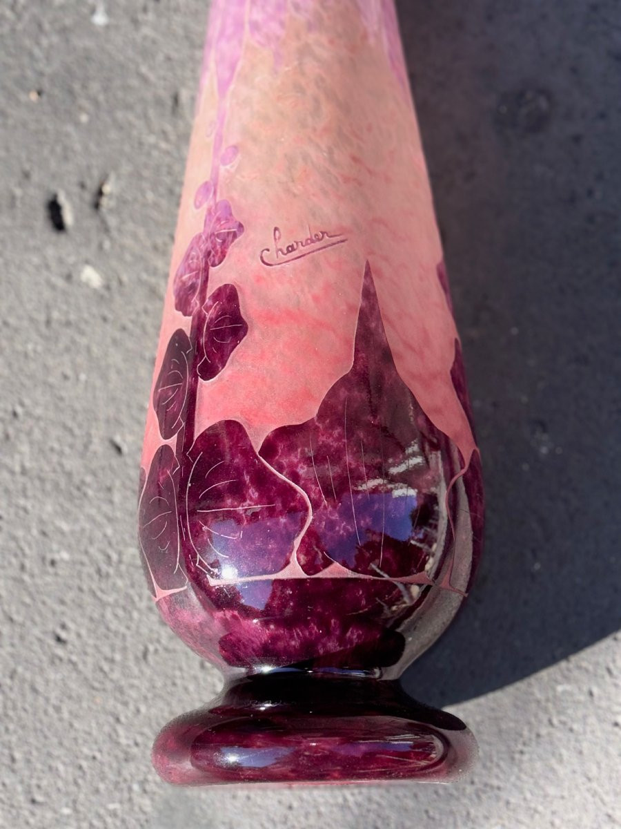 Large “charder” Vase With Dahlias Decor 48.5 Cm-photo-3