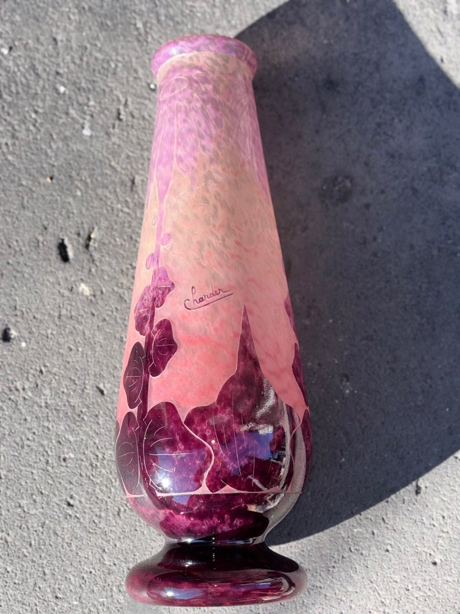 Large “charder” Vase With Dahlias Decor 48.5 Cm-photo-4