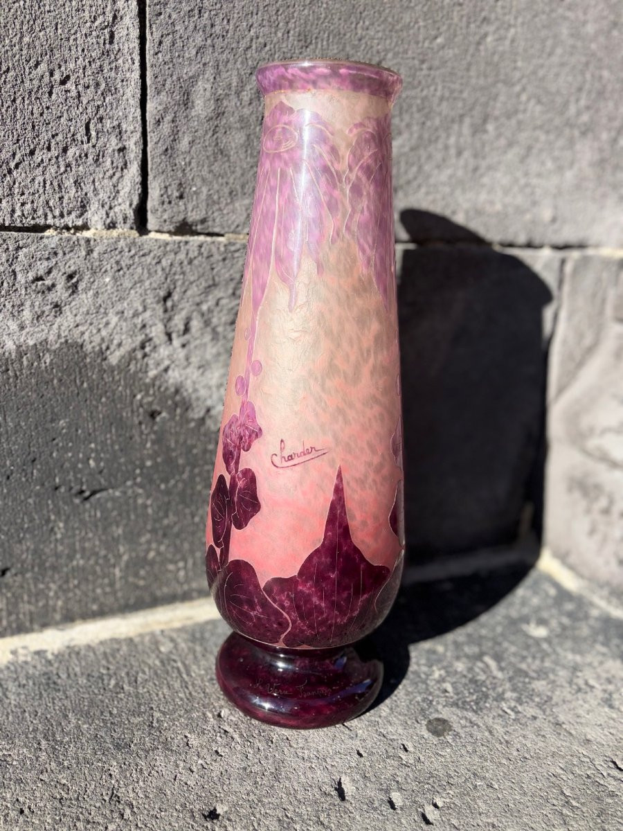 Large “charder” Vase With Dahlias Decor 48.5 Cm-photo-5