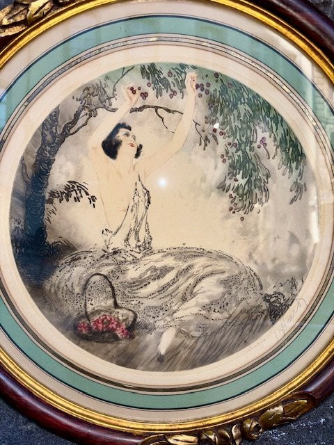 Louis Icart (1888-1950) " La ceuillette des cerises "-photo-3