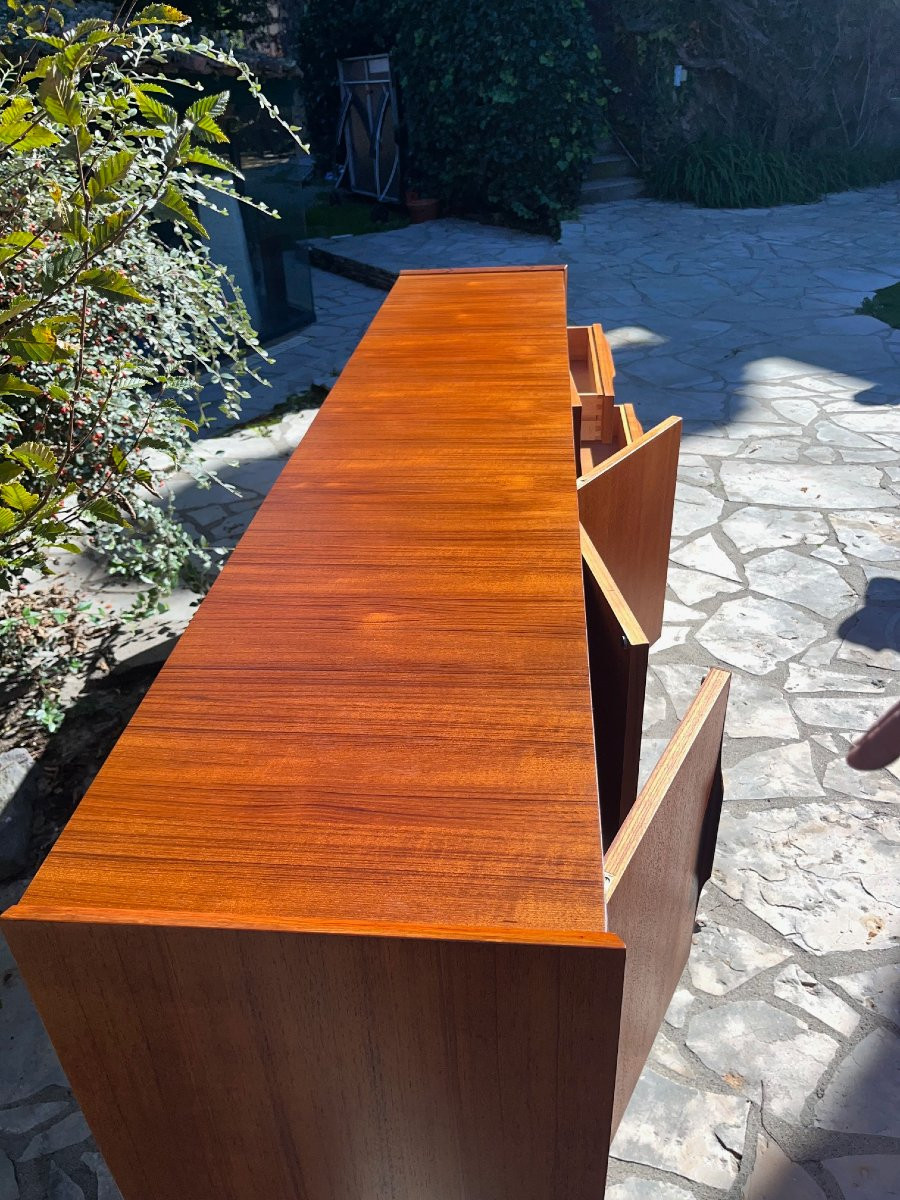 Long Vintage Scandinavian Teak Sideboard-photo-4