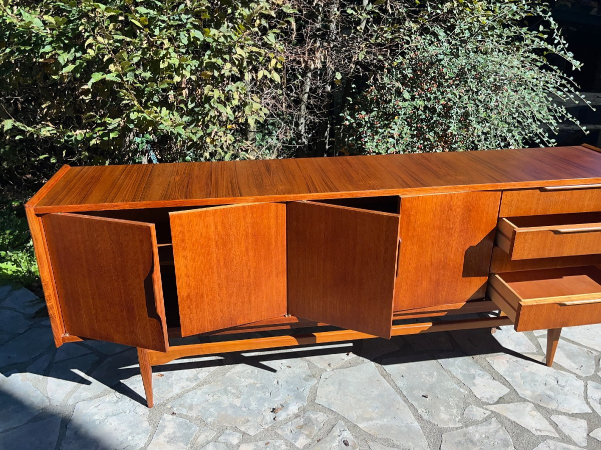 Long Vintage Scandinavian Teak Sideboard-photo-6