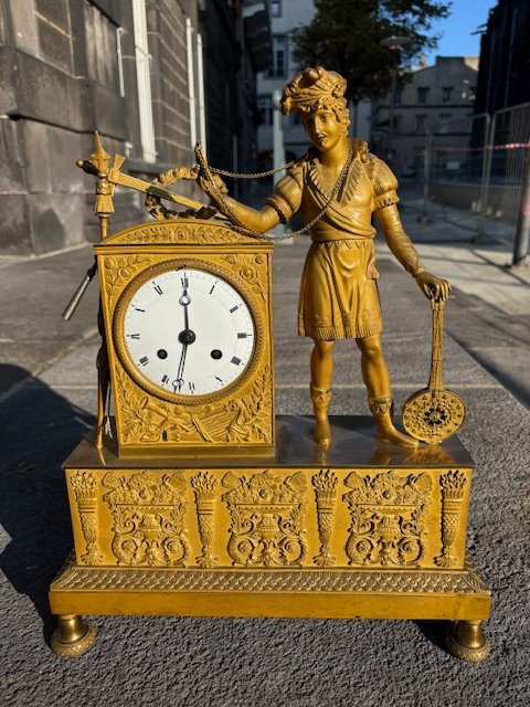 "empire Gilt Bronze Clock The Musician"-photo-2