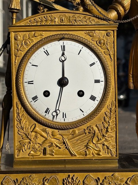 "empire Gilt Bronze Clock The Musician"-photo-3