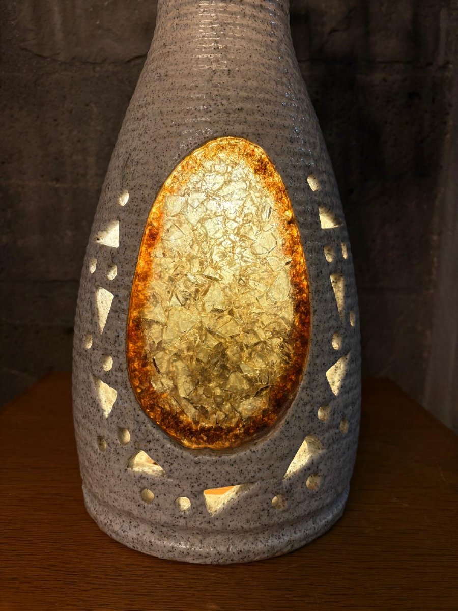 Magnificent Accolay Ceramic & Metal Lamp 60s-photo-3