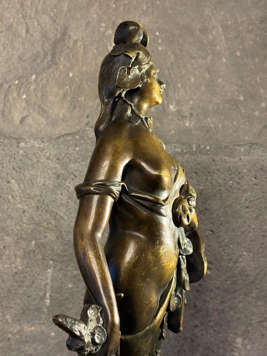 Sculpture en Bronze de Déesse Nue/Nature Art Nouveau 19ème-photo-2