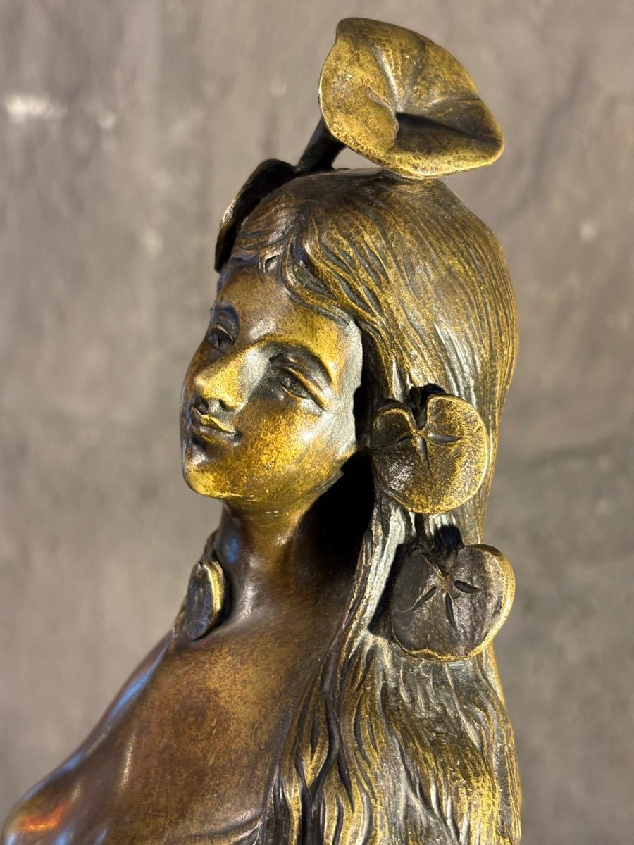 Sculpture en Bronze de Déesse Nue/Nature Art Nouveau 19ème-photo-1