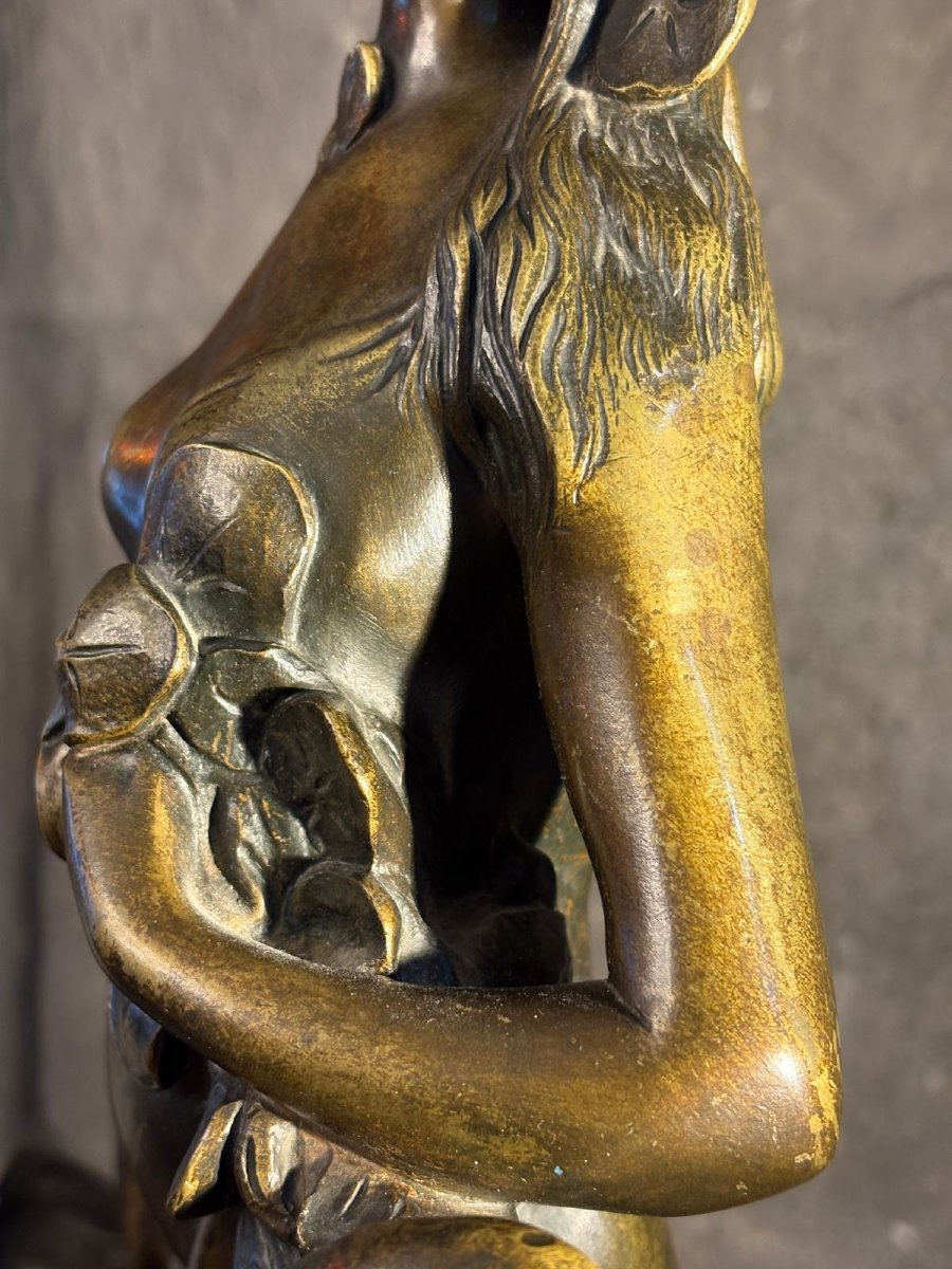 Sculpture en Bronze de Déesse Nue/Nature Art Nouveau 19ème-photo-2