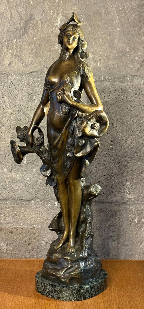 Sculpture en Bronze de Déesse Nue/Nature Art Nouveau 19ème