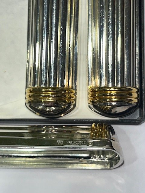 "Christofle portes couteaux modèle Aria " 4 portes couteaux en métal argenté modèle Aria signés-photo-1