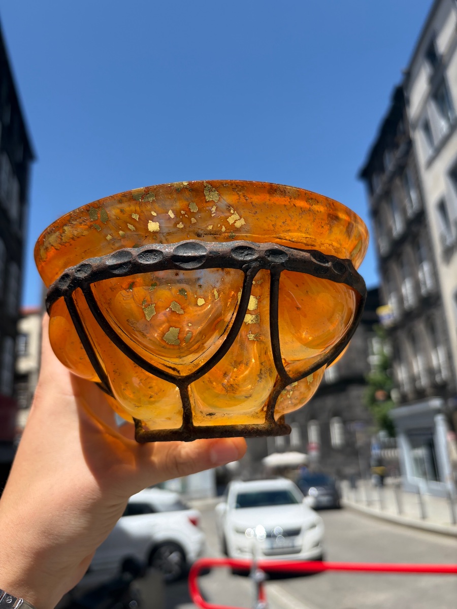 Coupe Verre & Fer Forgé Signée DAUM NANCY & L. MAJORELLE-photo-6