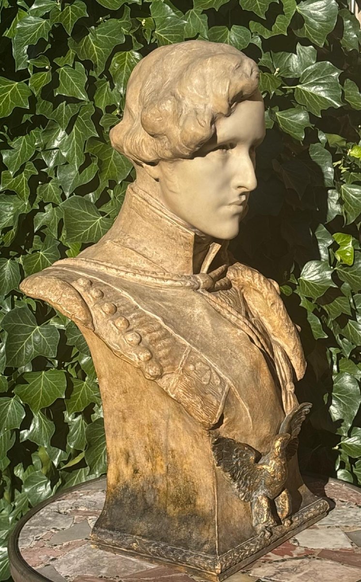 Friedrich Goldscheider (1845-1897) Terre cuite " L'Aiglon Napoléon 2 ".-photo-5