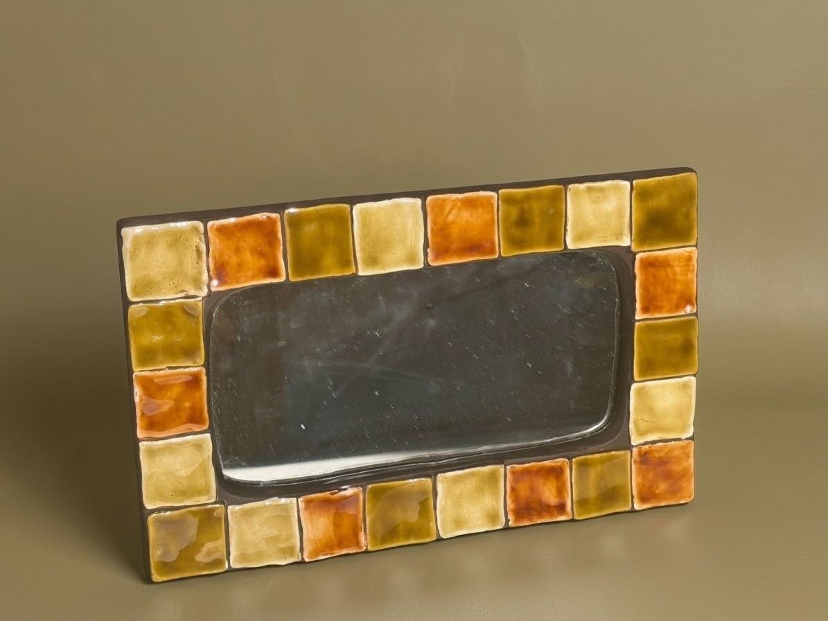 Mithe Espelt Large Mirror: Vintage Glazed Ceramic Wall Mirror, L: 37.5 Cm-photo-8