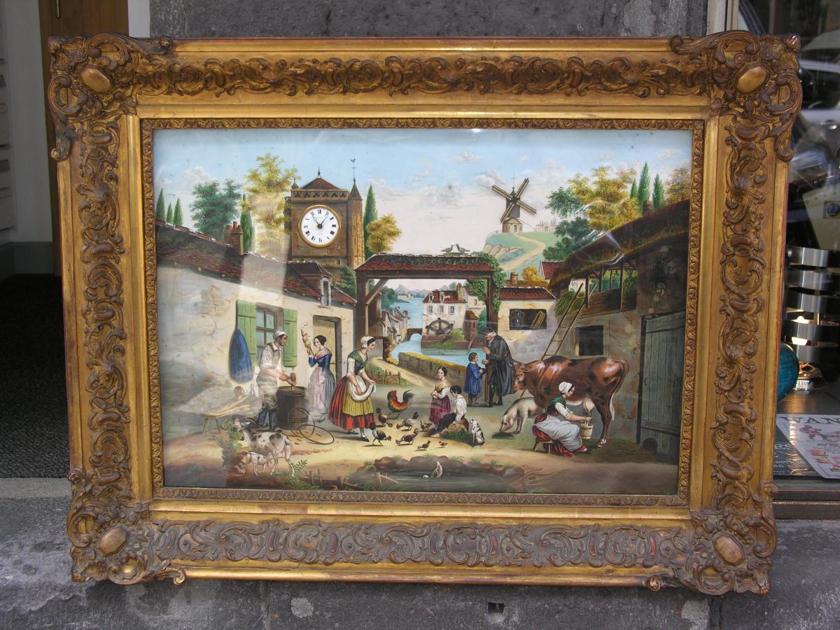 Très Rare Tableau Automate Animé à Musique Maison Tharin