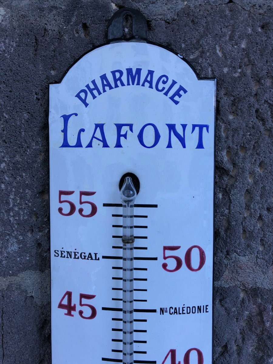 Thermomètre Ancien,plaque émaillée Pharmacie-photo-3