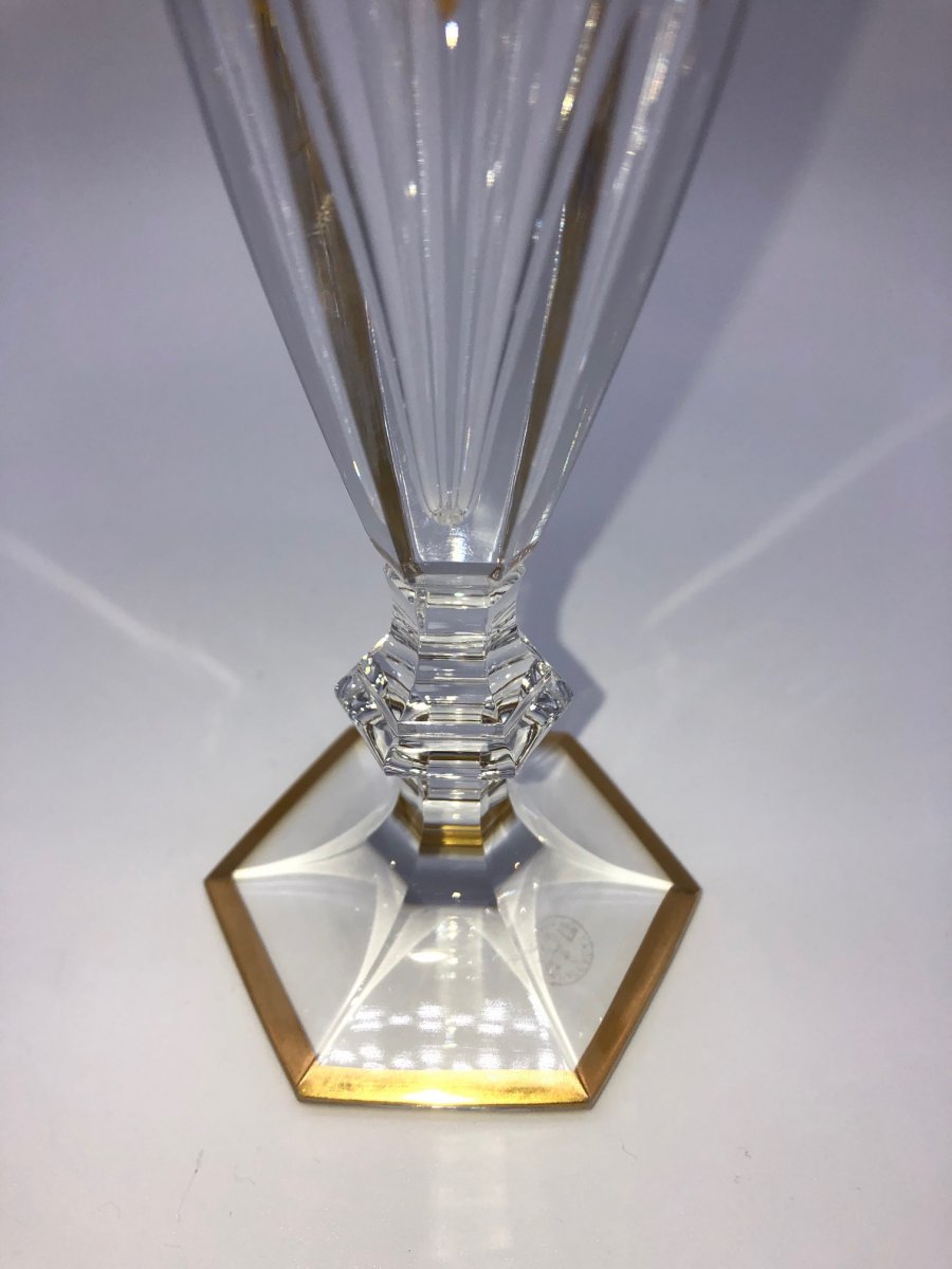 1 Flûte à Champagne Cristal Baccarat Harcourt Empire Or-photo-3