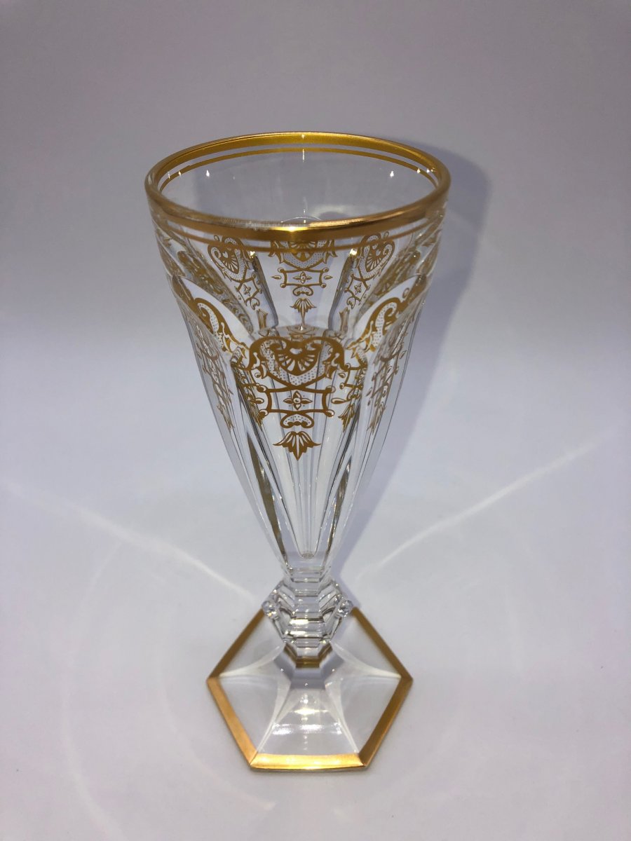 1 Flûte à Champagne Cristal Baccarat Harcourt Empire Or-photo-1