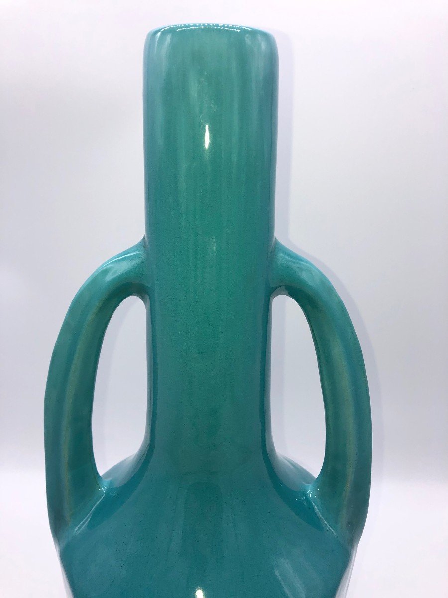 Art-deco Blue Ceramic Vase-photo-2