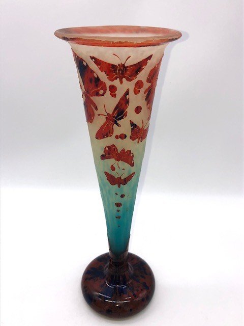 Rare Butterfly Vase 1923-26 French Glass-photo-4