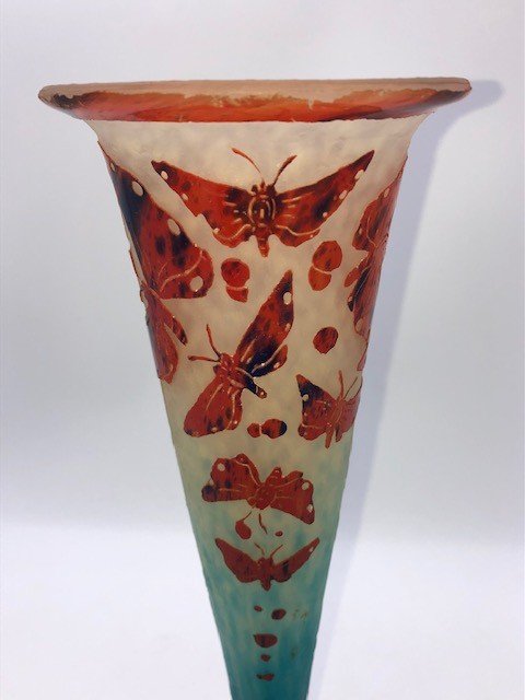 Rare Butterfly Vase 1923-26 French Glass-photo-5