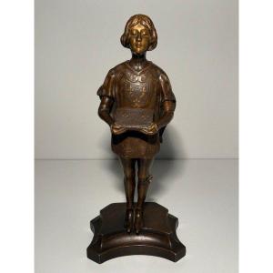 Bronze "the Little Page" Delagrange Léon-noël (1872-1910)