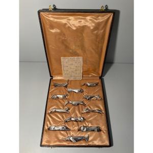 12 Porte Couteaux Animaux Cristofle Gallia Sandoz 