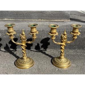 Pair Of Candelabras By Abel Eugène Hazart (1838-1891)