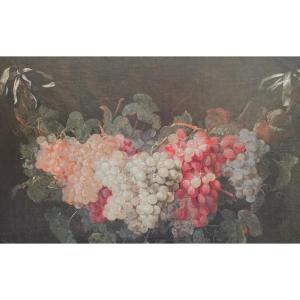Nature morte  Guirlande de Raisins XVIIIème  Huile sur toile